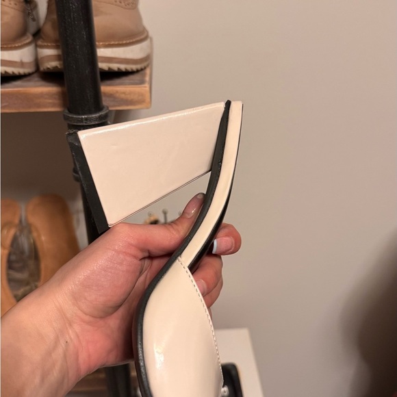 Women's Cream Block Heel Mules - Picture 5 of 6